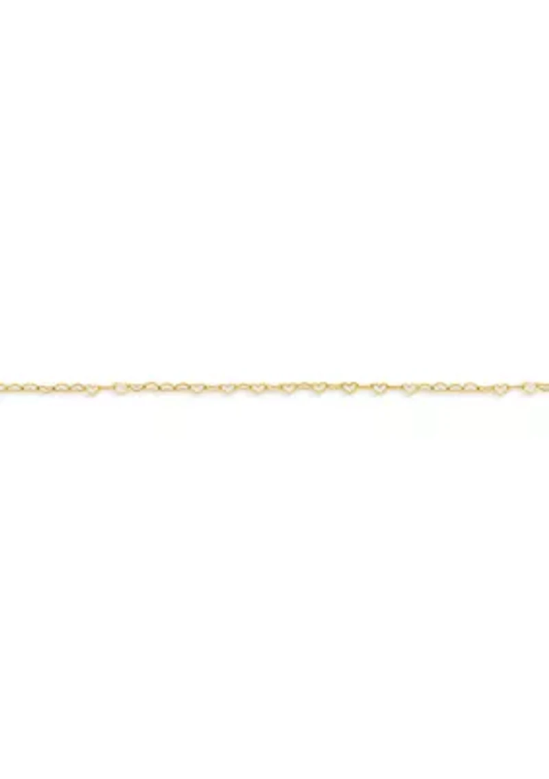 Sterling Silver Open Heart Links Chain Necklace
