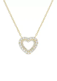 Gold Over Sterling Silver Pave CZ Heart Necklace