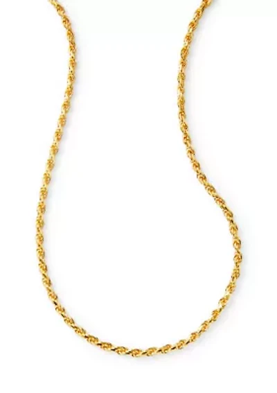 Gold Over Sterling Silver Rope Chain Necklace