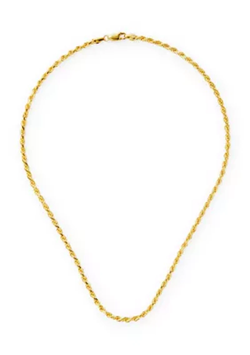 Gold Over Sterling Silver Rope Chain Necklace