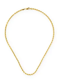 Gold Over Sterling Silver Rope Chain Necklace