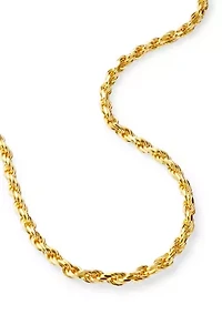 Gold Over Sterling Silver Rope Chain Necklace