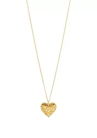 Long Floral Cut Out Heart Pendant Necklace