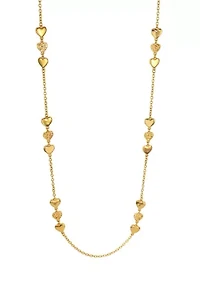 Long Triple Heart Silver-Tone Necklace