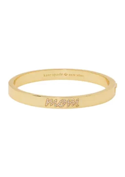 Mom Crystal Gold Tone Bangle Bracelet