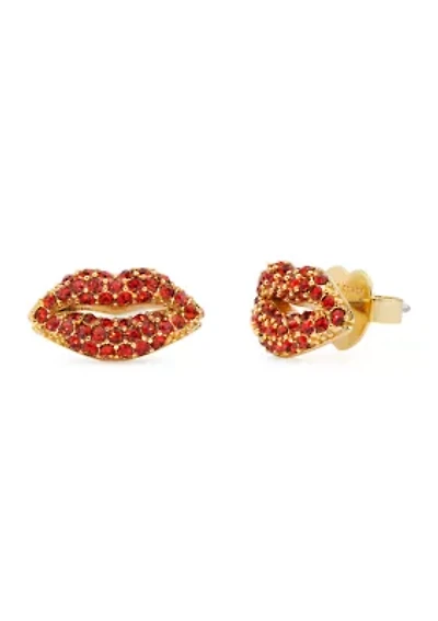 Red Pavé Lips Stud Earrings