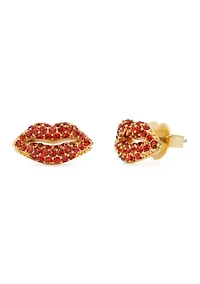 Red Pavé Lips Stud Earrings