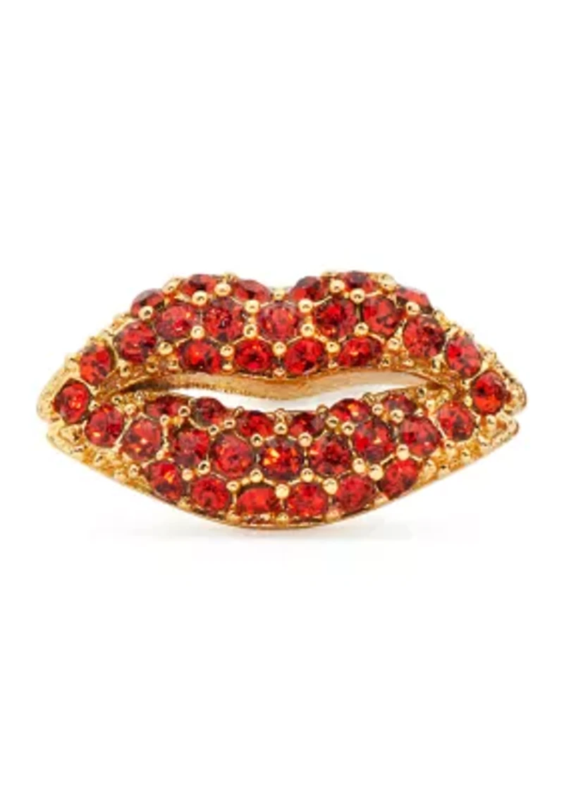 Red Pavé Lips Stud Earrings