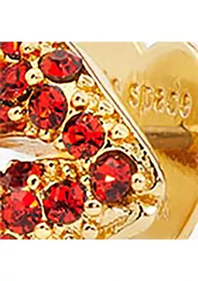Red Pavé Lips Stud Earrings