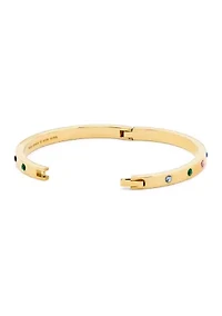 Gold Tone Metal Hinged Bangle Bracelet