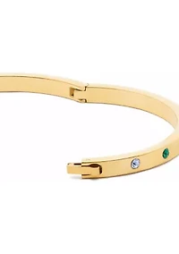 Gold Tone Metal Hinged Bangle Bracelet