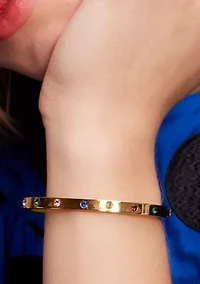 Gold Tone Metal Hinged Bangle Bracelet