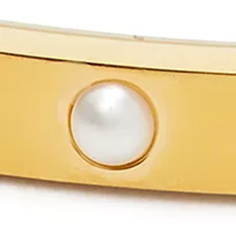 White Beaded Gold Bangle Bracelet