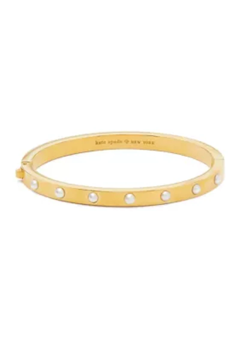White Beaded Gold Bangle Bracelet