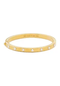 White Beaded Gold Bangle Bracelet