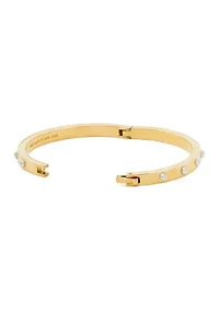 White Beaded Gold Bangle Bracelet