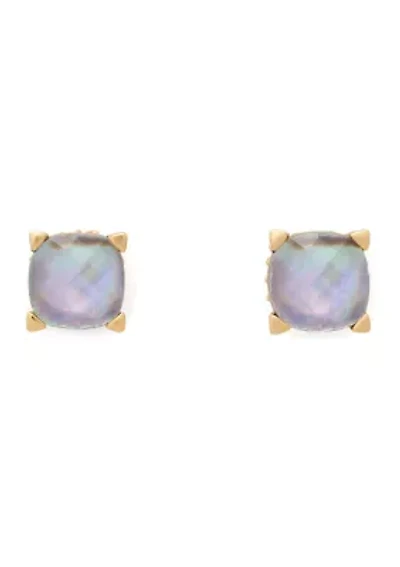 Square Stone 6 Millimeter Stud Earrings