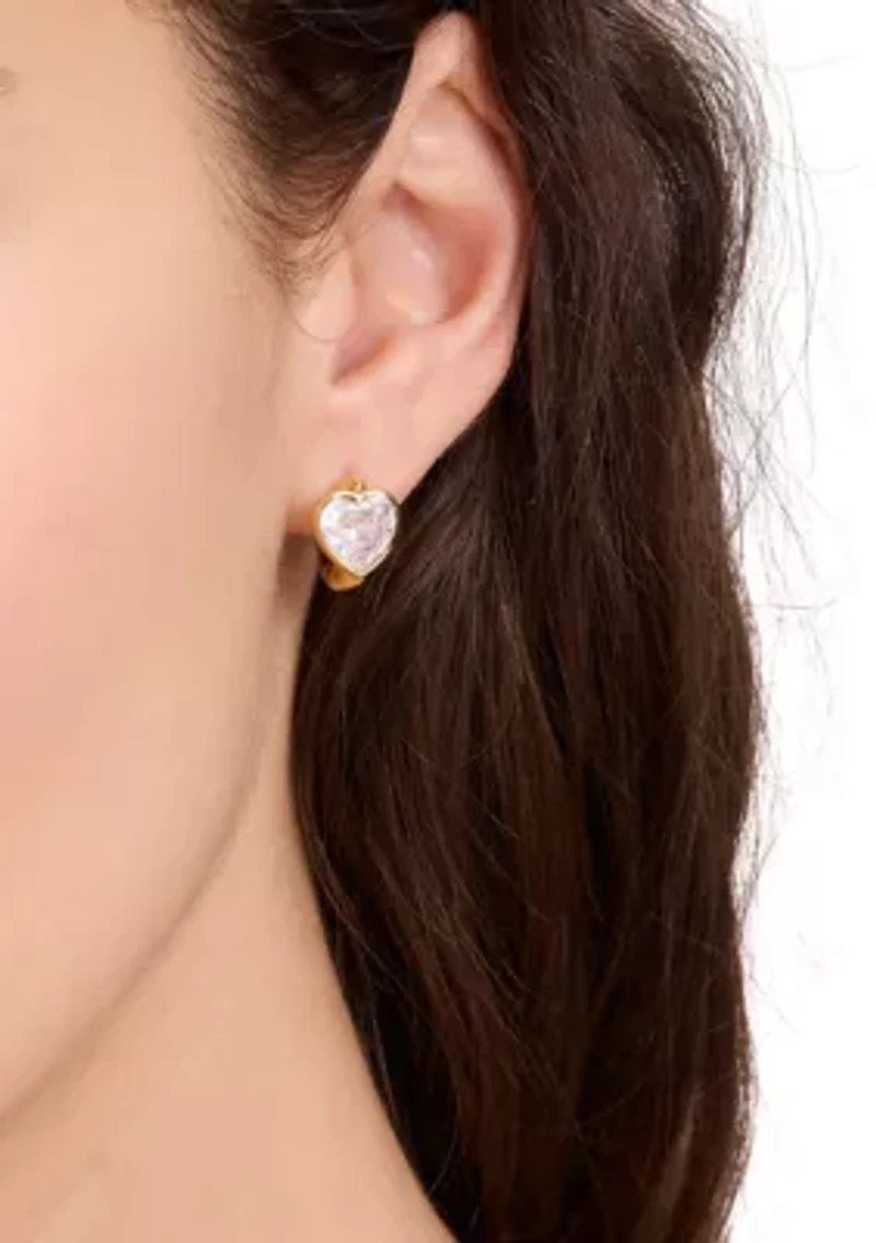 Keep Sparkling Heart Huggie Earrings