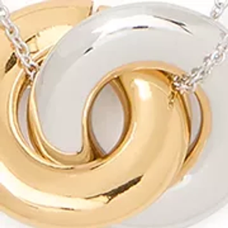 Two Tone Interlock Pendant Necklace