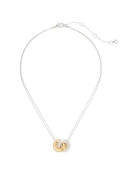 Two Tone Interlock Pendant Necklace