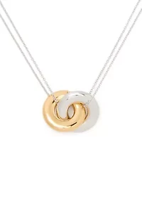 Two Tone Interlock Pendant Necklace