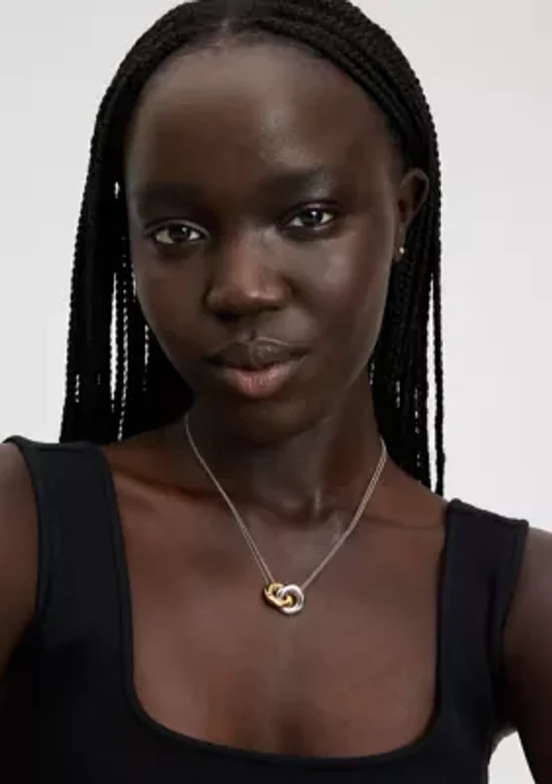 Two Tone Interlock Pendant Necklace