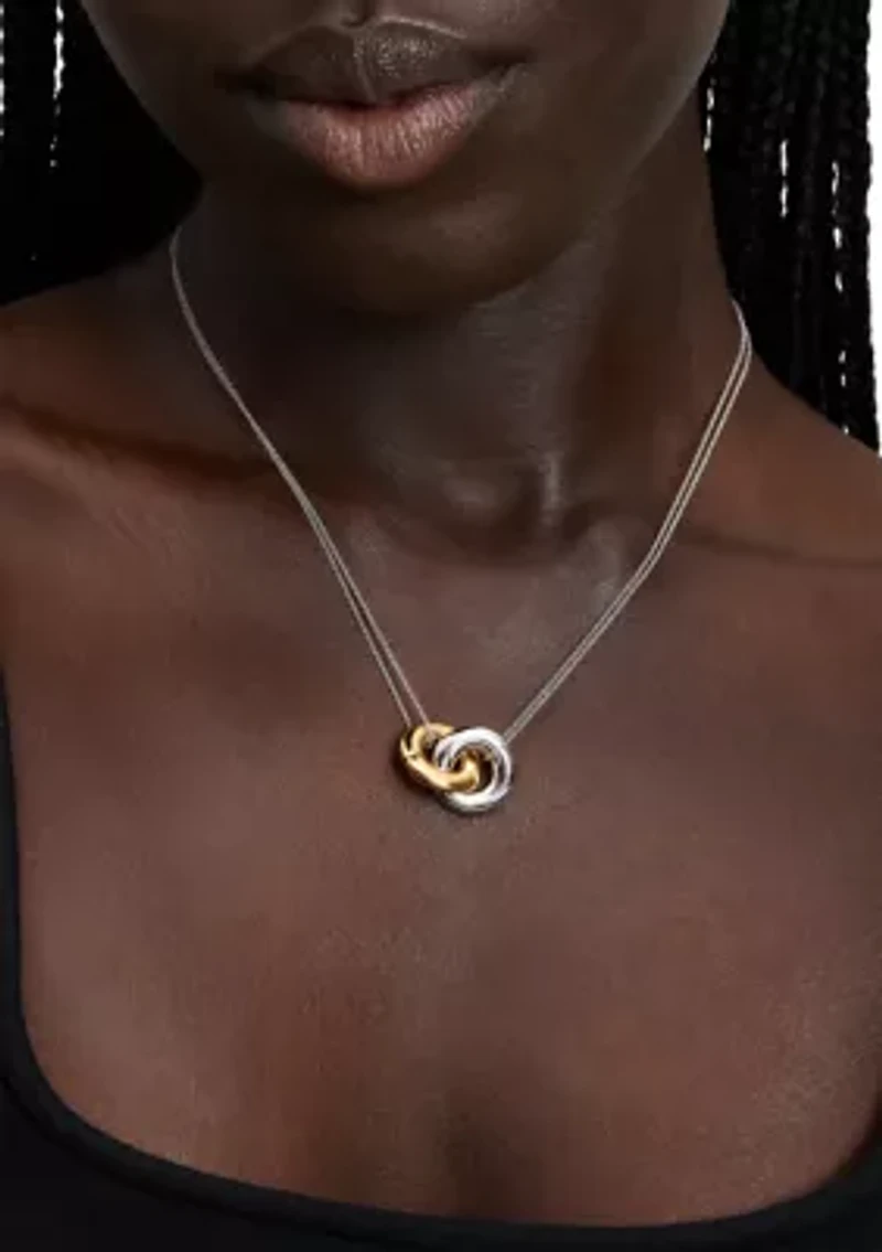 Two Tone Interlock Pendant Necklace