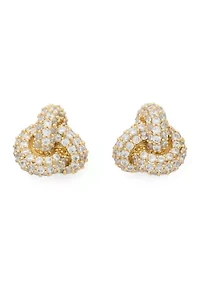 Double Knot Pave Stud Earrings