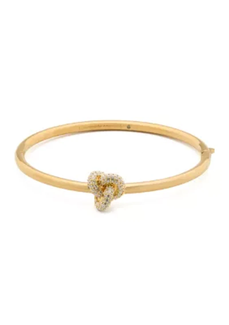 Double Knot Pave Hinged Bangle Bracelet