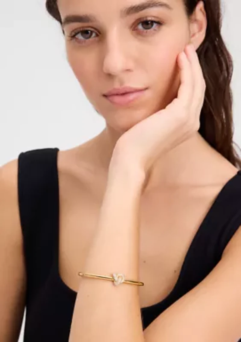 Double Knot Pave Hinged Bangle Bracelet