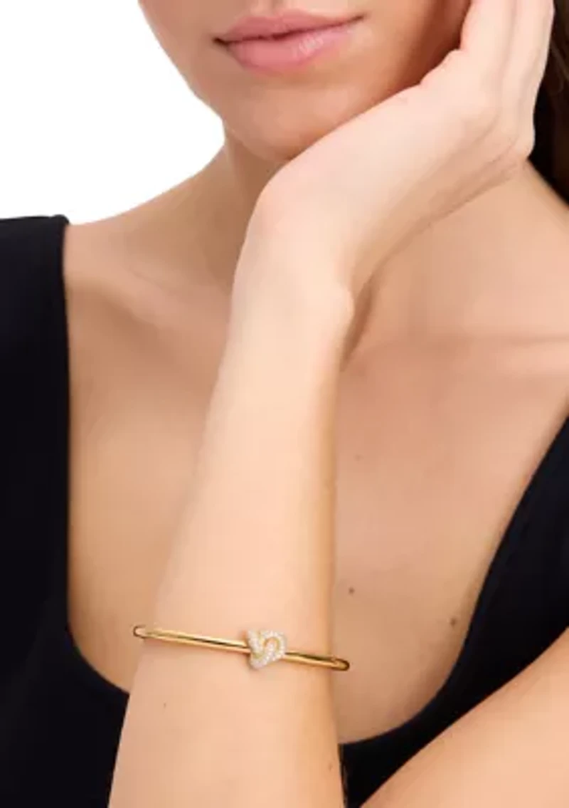 Double Knot Pave Hinged Bangle Bracelet