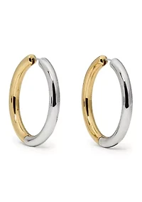 Two Tone Interlock Hoop Earrings