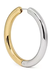 Two Tone Interlock Hoop Earrings