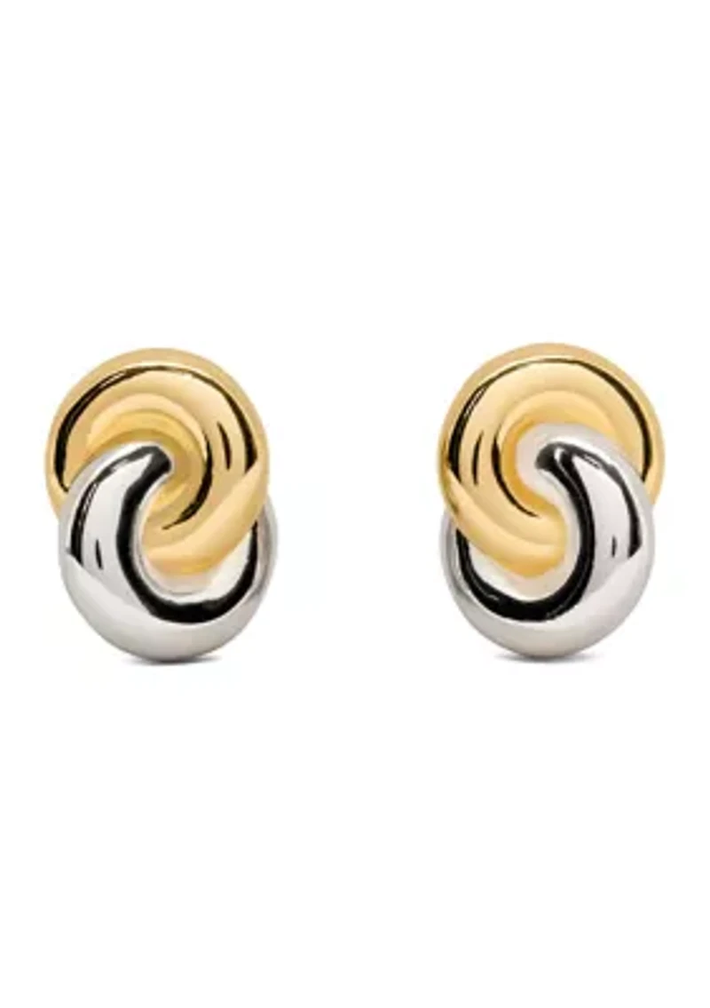 Two-Tone Interlock Stud Earrings
