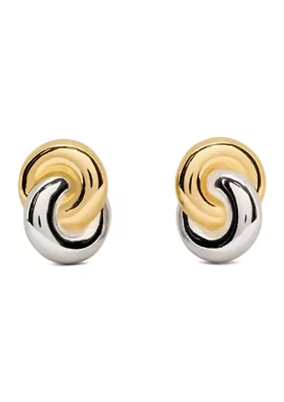 Two-Tone Interlock Stud Earrings