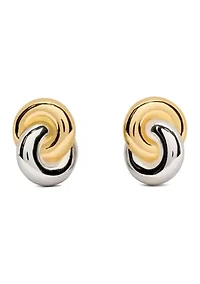 Two-Tone Interlock Stud Earrings