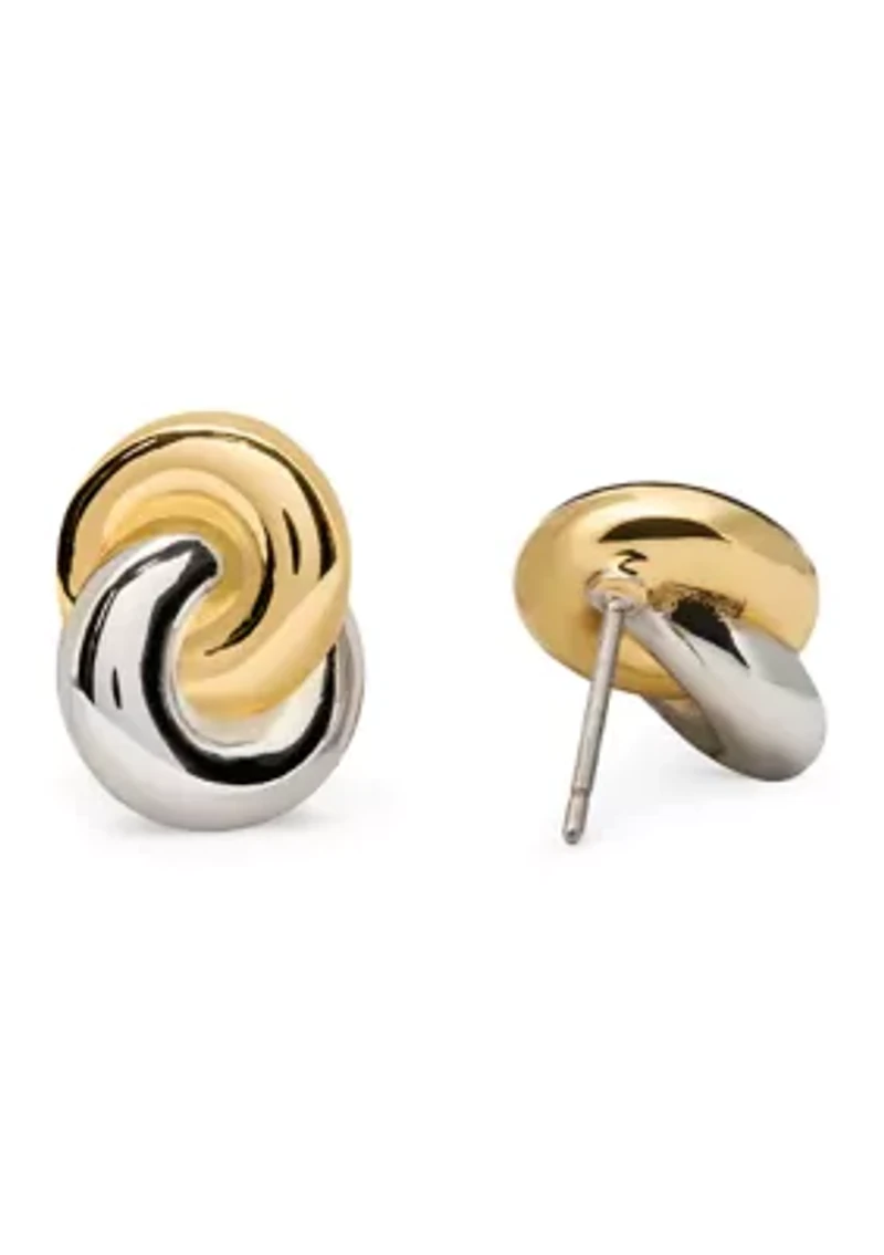 Two-Tone Interlock Stud Earrings