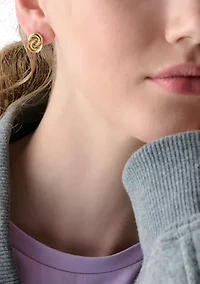Two-Tone Interlock Stud Earrings