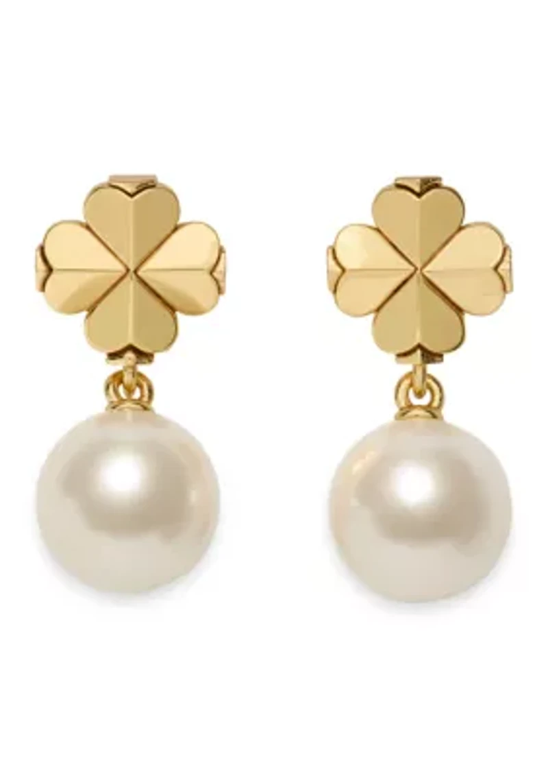 Clover White Beaded Drop Earrings