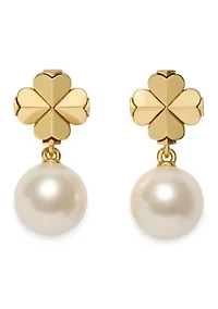 Clover White Beaded Drop Earrings