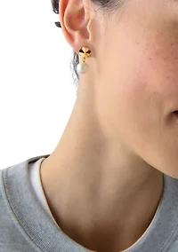 Clover White Beaded Drop Earrings