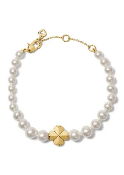 Clover Charm Pearl Beaded Bracelet 
