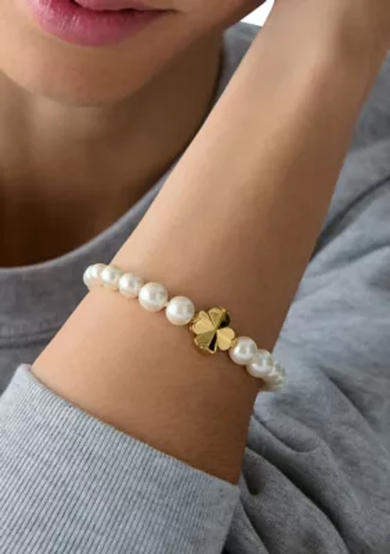 Clover Charm Pearl Beaded Bracelet 