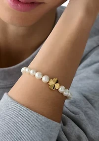 Clover Charm Pearl Beaded Bracelet 