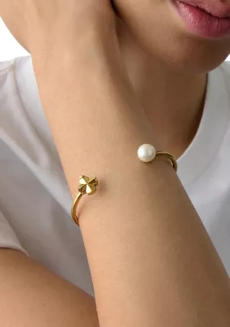 Clover Gold Tone Cuff Bracelet