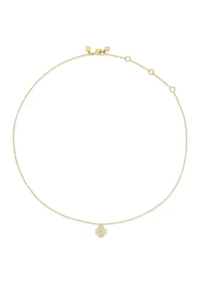 Spade Flower Pavé Mini Pendant Necklace