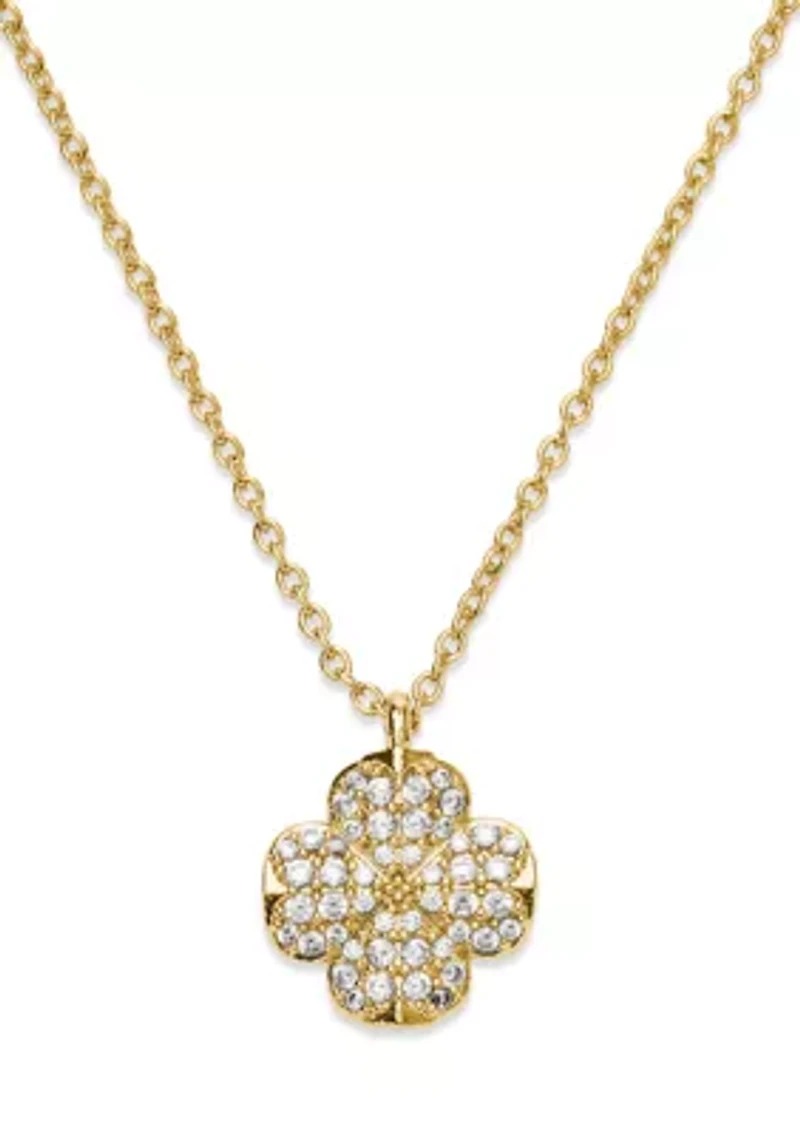 Spade Flower Pavé Mini Pendant Necklace