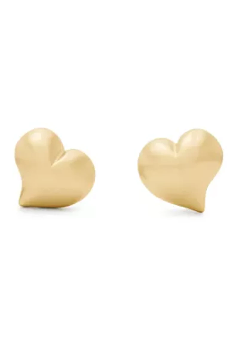 Heart Gold Tone Stud Earrings