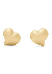 Heart Gold Tone Stud Earrings