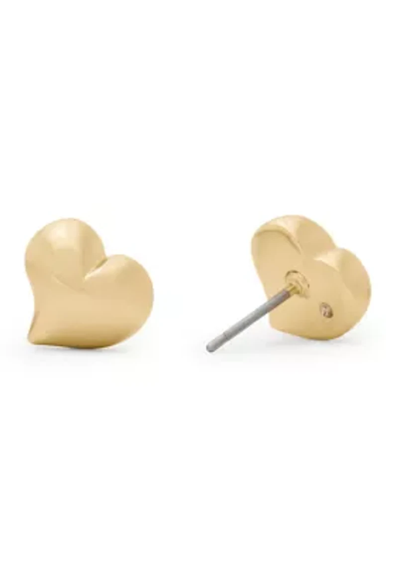 Heart Gold Tone Stud Earrings